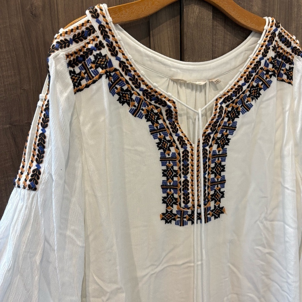 Soft Surroundings XL Boho Peasant Blouse top embroidered - Picture 5 of 12